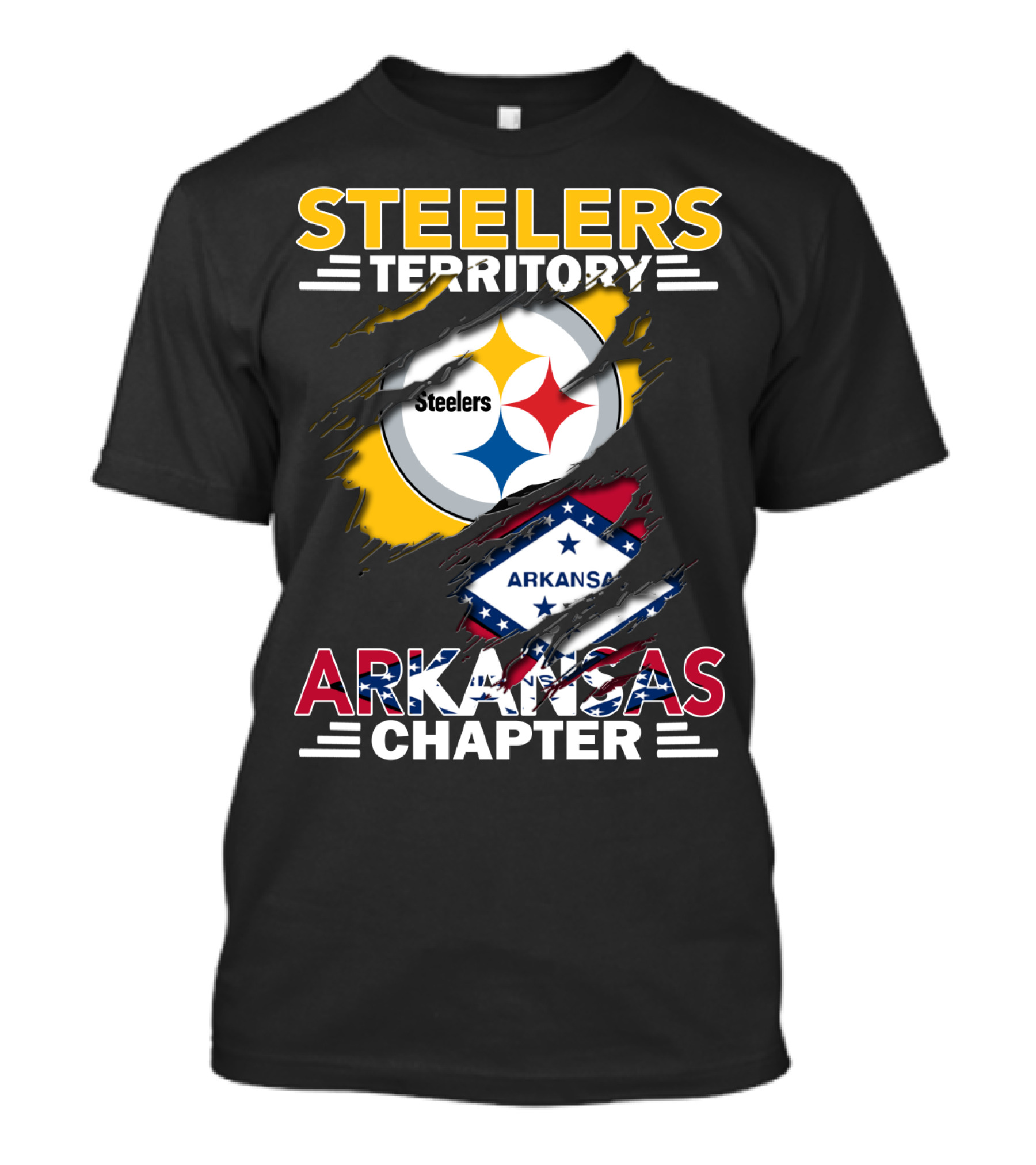 Steelers Territory Arkansas Chapter Steelers Logo And Arkansas Flag T-Shirt
