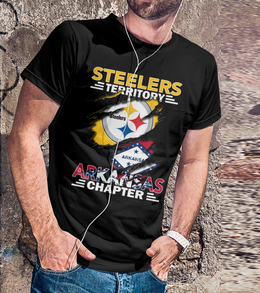Steelers Territory Arkansas Chapter Steelers Logo And Arkansas Flag T-Shirt