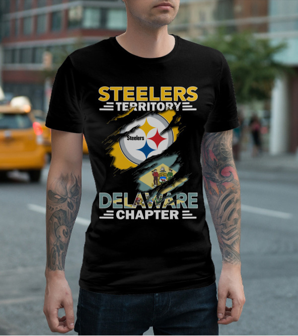 Steelers Territory Delaware Chapter Steelers Logo And Delaware Flag T-Shirt