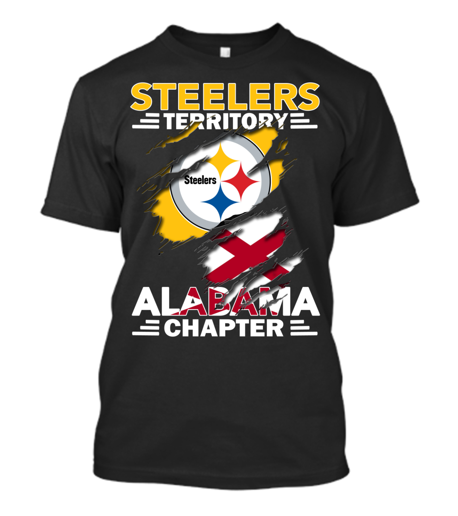 Steelers Territory Alabama Chapter Steelers Logo And Flag T-Shirt