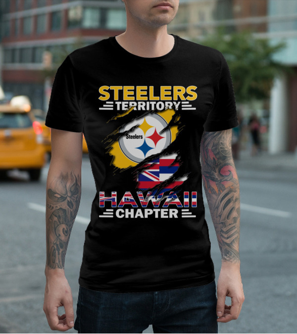 Steelers Territory Hawaii Chapter Steelers Logo Hawaiian Flag T-Shirt