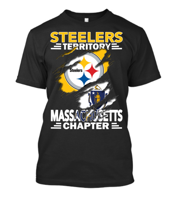 Steelers Territory Massachusetts Chapter Steelers Logo And Massachusetts State T-Shirt
