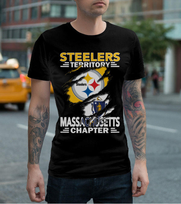 Steelers Territory Massachusetts Chapter Steelers Logo And Massachusetts State T-Shirt