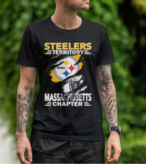 Steelers Territory Massachusetts Chapter Steelers Logo And Massachusetts State T-Shirt