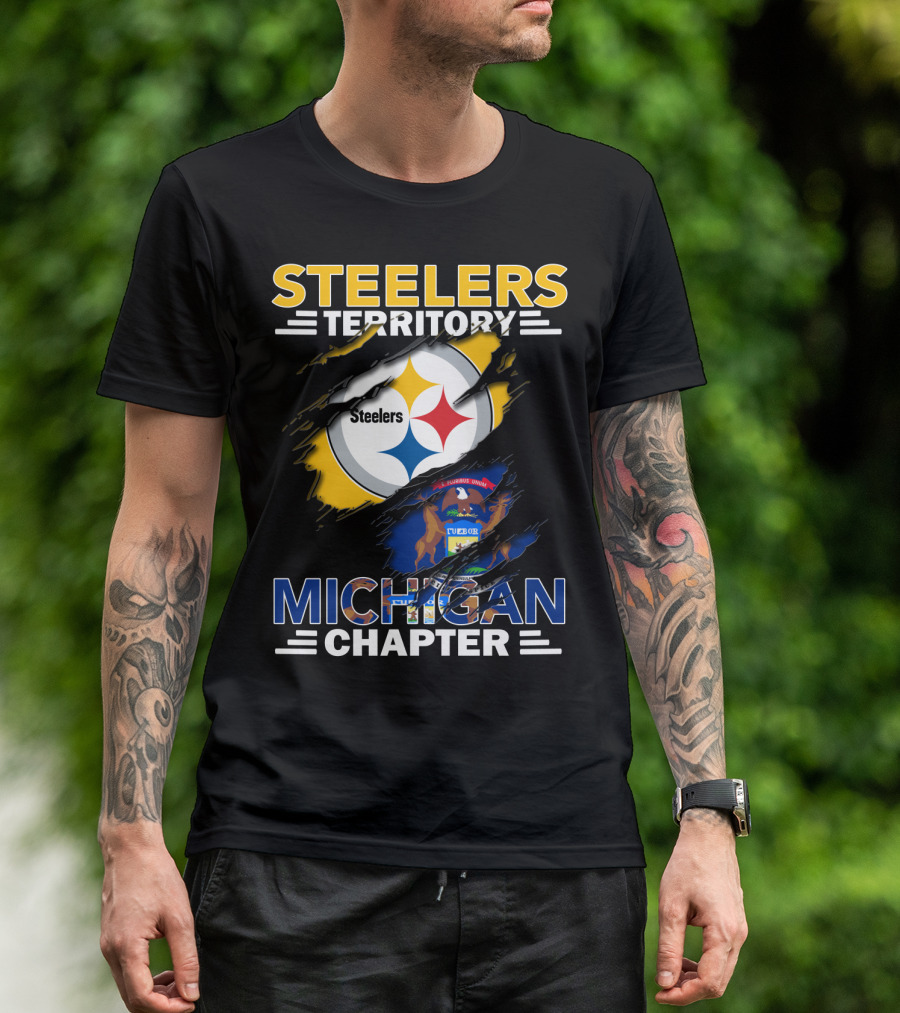 Steelers Territory Michigan Chapter Steelers Logo And Michigan State Elements T-Shirt