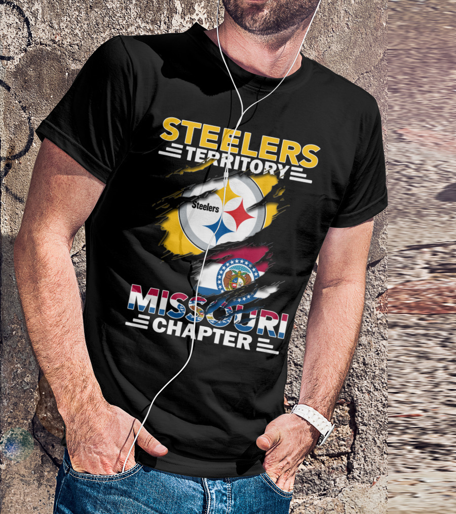 Steelers Territory Missouri Chapter Steelers Logo Missouri Flag T-Shirt