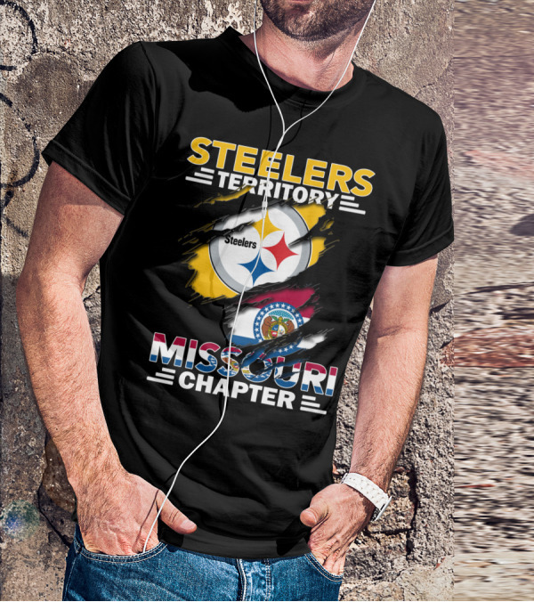 Steelers Territory Missouri Chapter Steelers Logo Missouri Flag T-Shirt