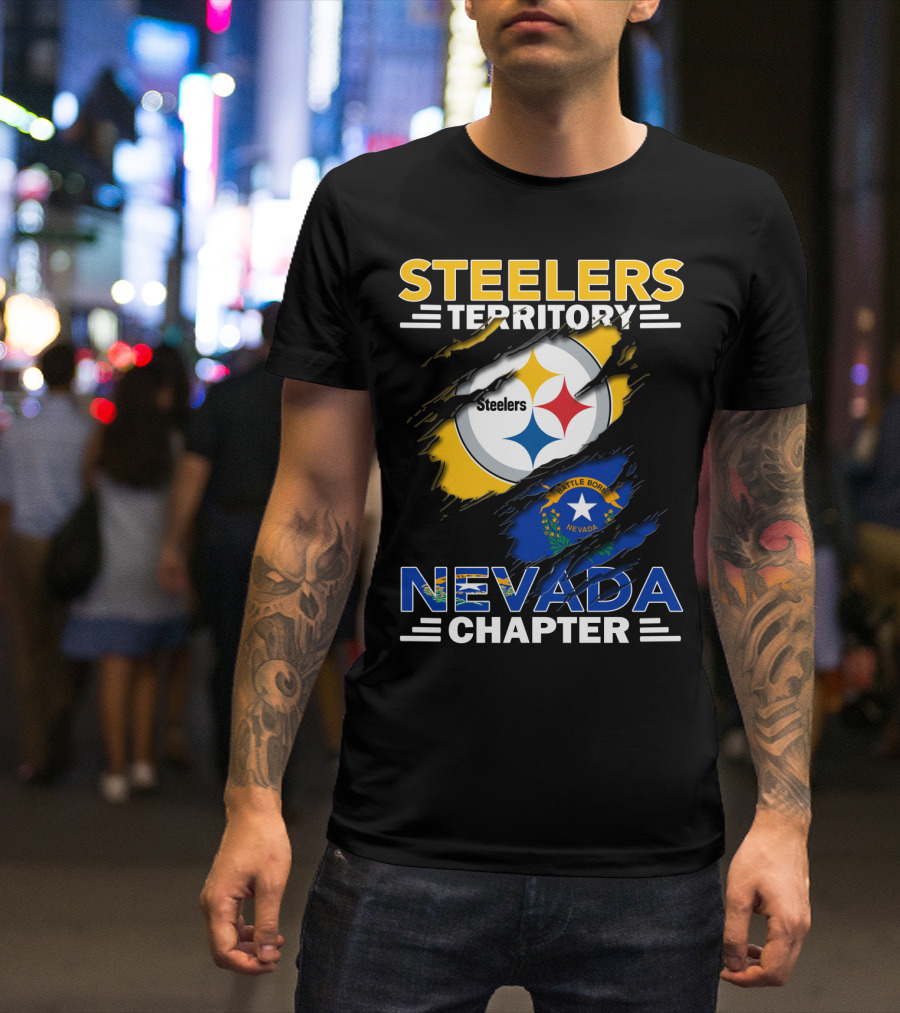 STEELERS TERRITORY Nevada Chapter Battle Born Flag T-Shirt