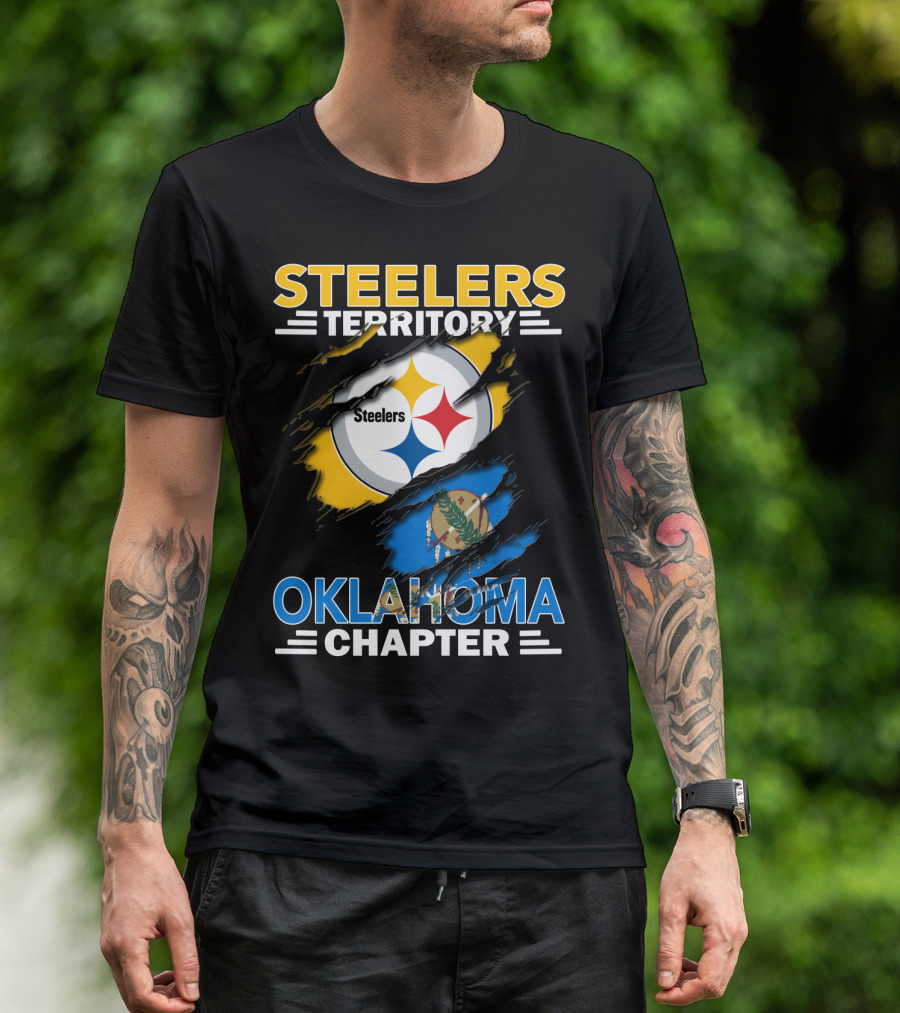 Steelers Territory Oklahoma Chapter Logo And Flag T-Shirt