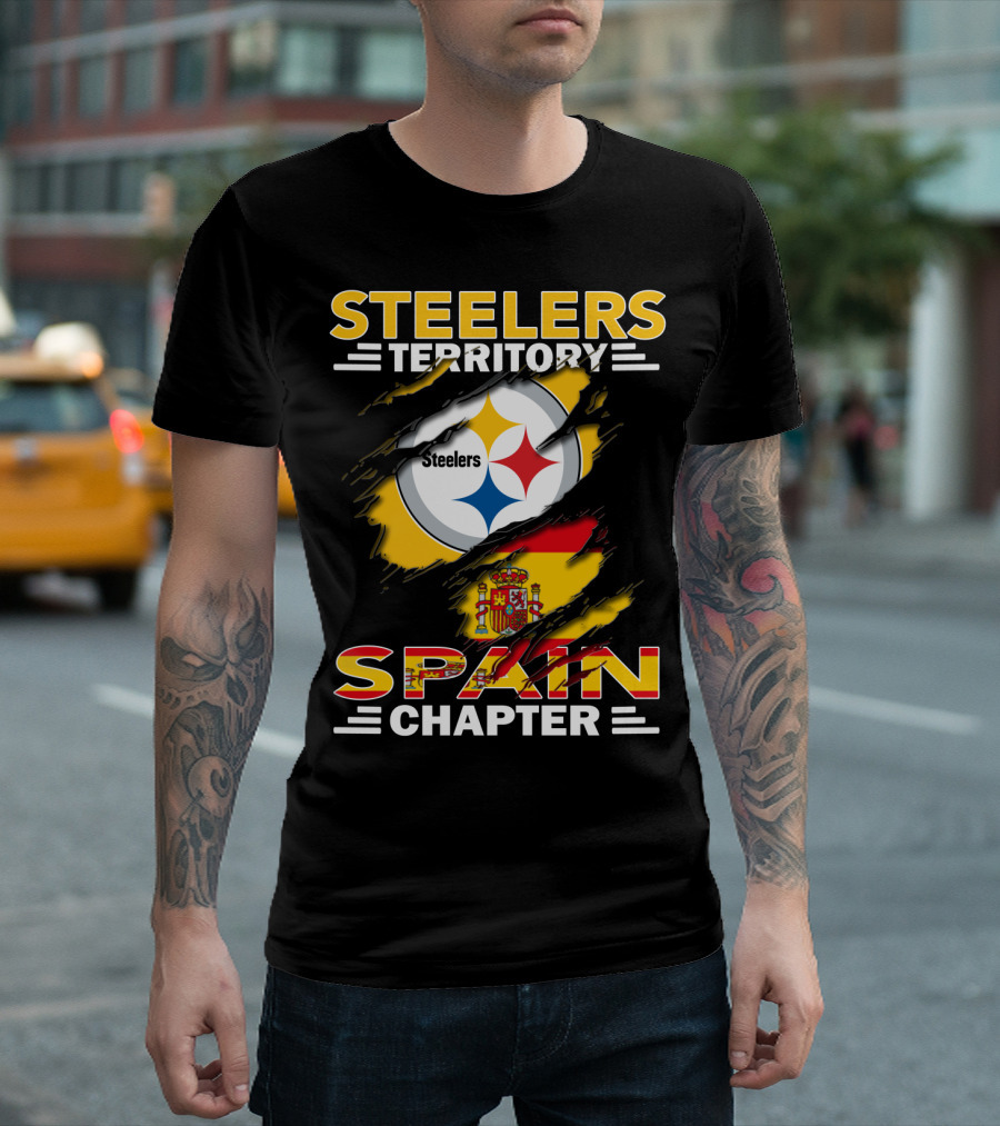 Steelers Territory Spain Chapter Nfl Fan Flag T-Shirt