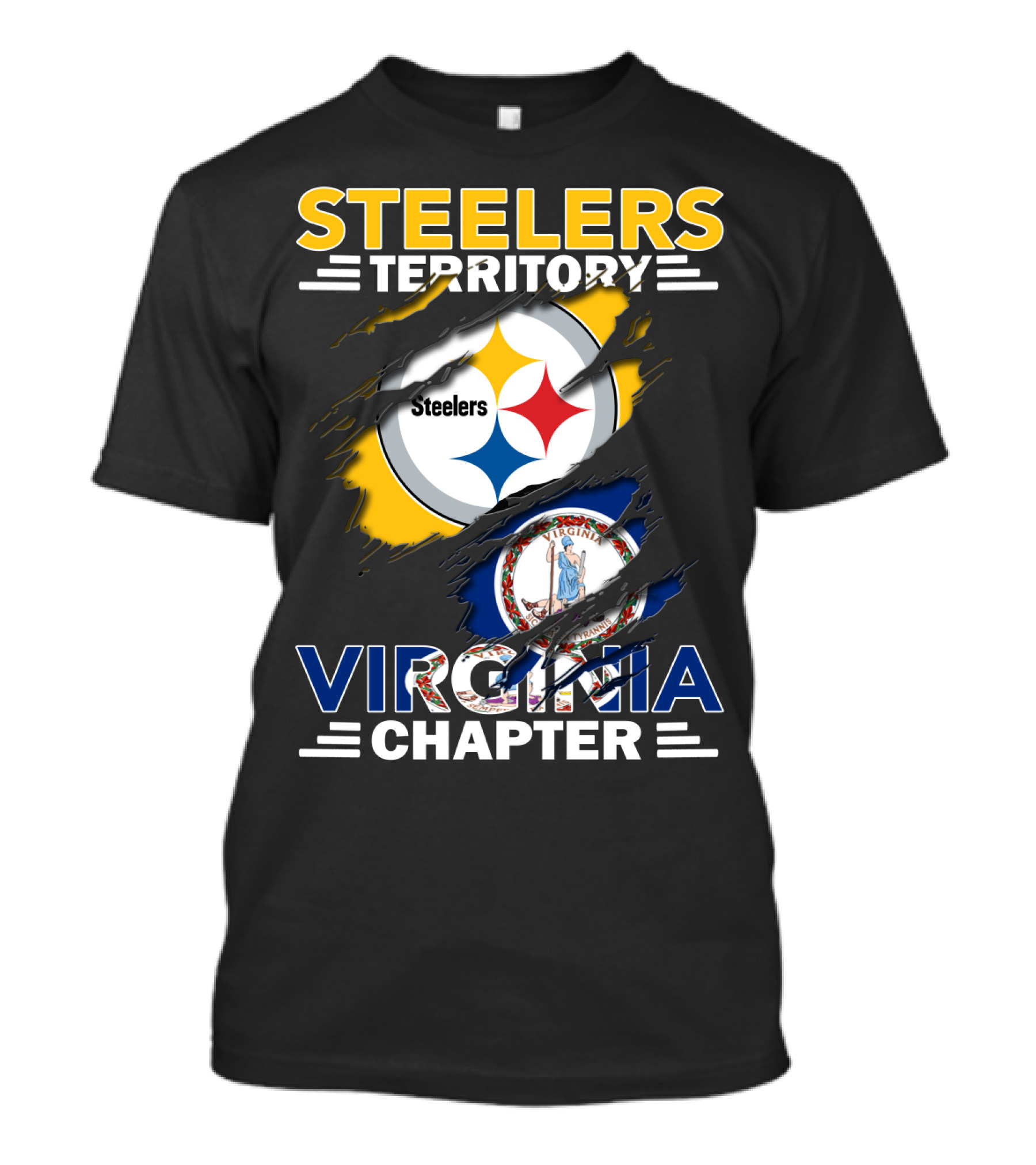 Steelers Territory Virginia Chapter Logo With Virginia State Seal T-Shirt