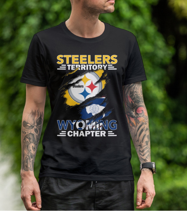 Steelers Territory Wyoming Chapter Steelers Logo Wyoming Flag T-Shirt