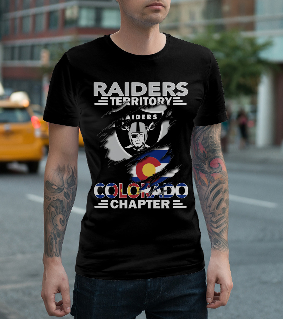 Raiders Territory Colorado Chapter Raiders Logo And Colorado Flag Elements T-Shirt