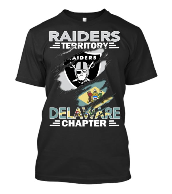 Raiders Territory Delaware Chapter With Raiders Shield And Delaware Flag T-Shirt