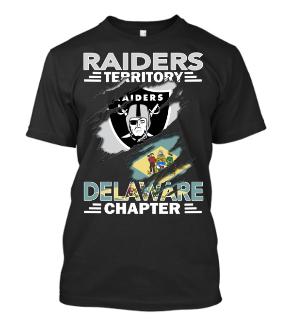Raiders Territory Delaware Chapter With Raiders Shield And Delaware Flag T-Shirt
