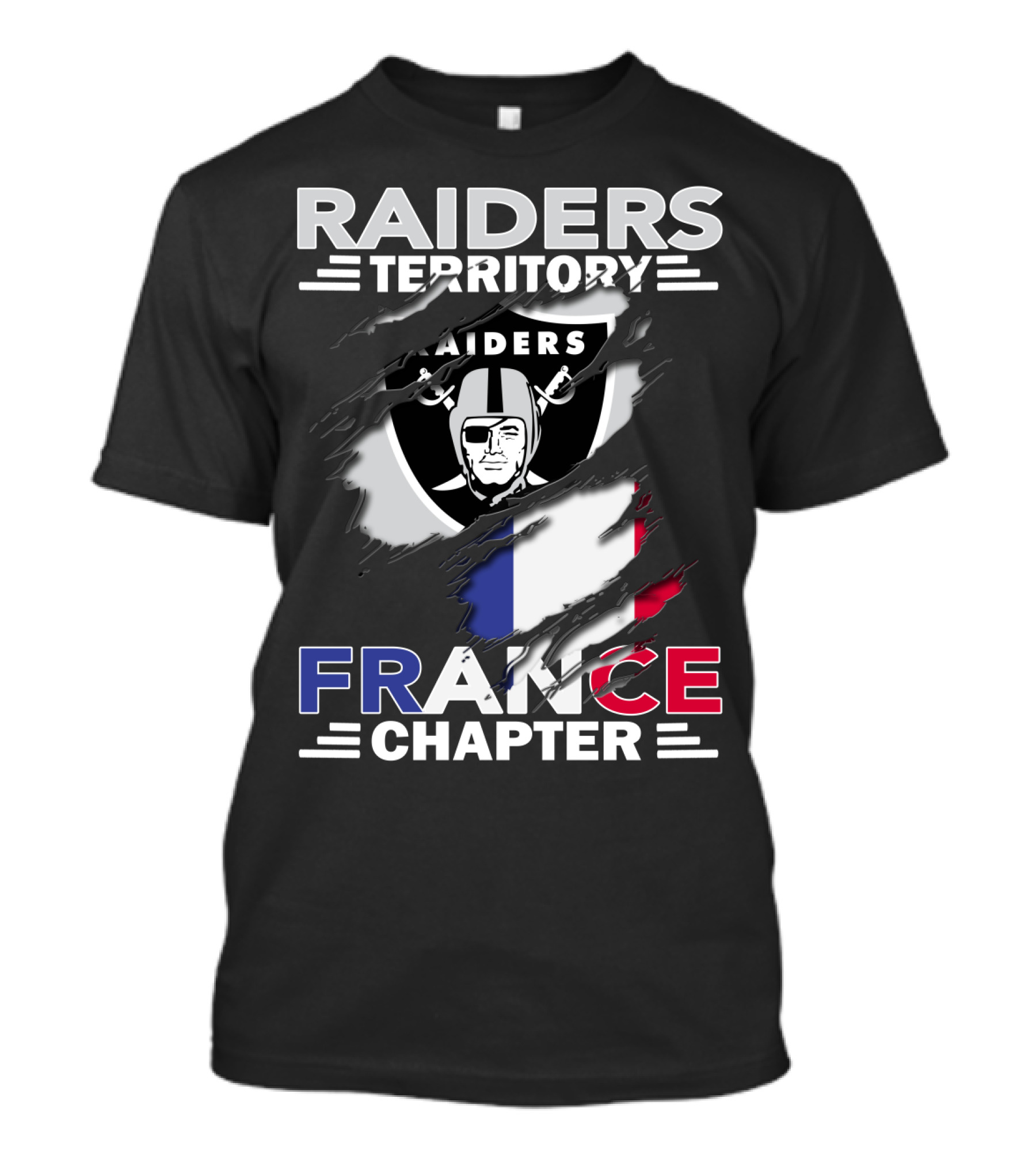 Raiders Territory France Chapter Flag And Shield T-Shirt