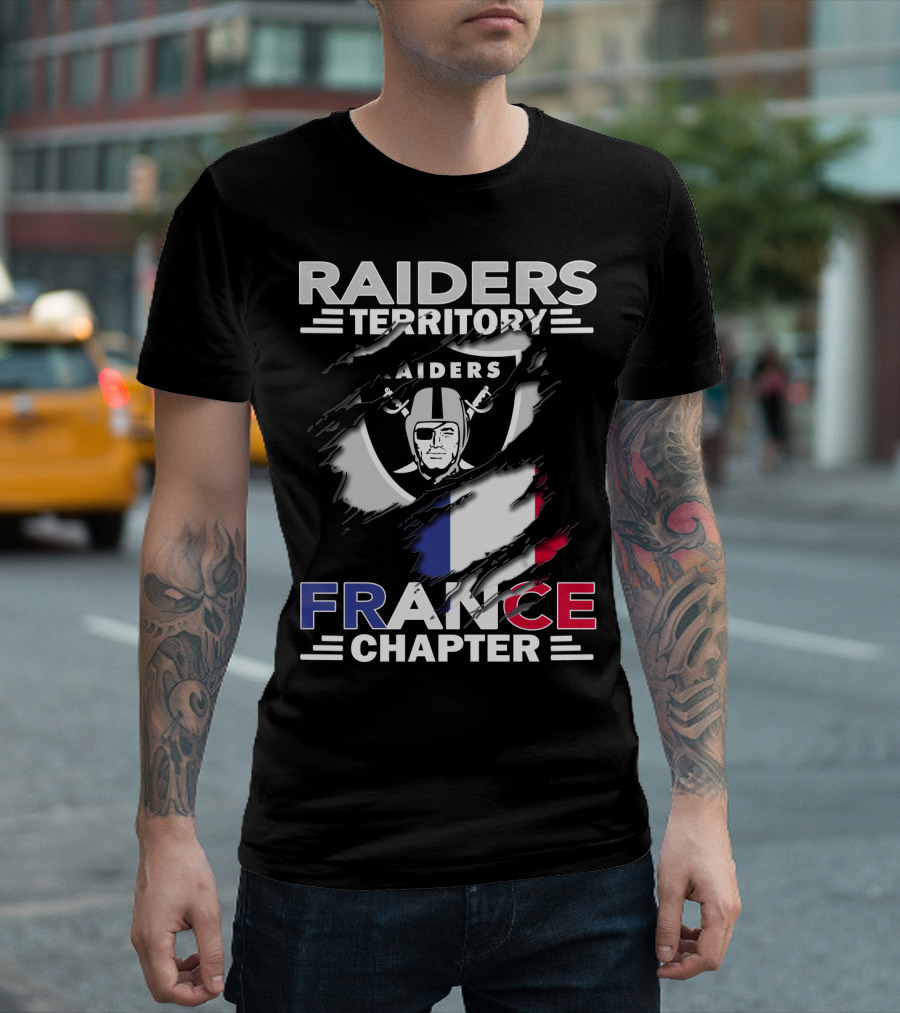 Raiders Territory France Chapter Flag And Shield T-Shirt