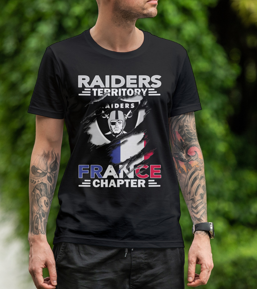 Raiders Territory France Chapter Flag And Shield T-Shirt