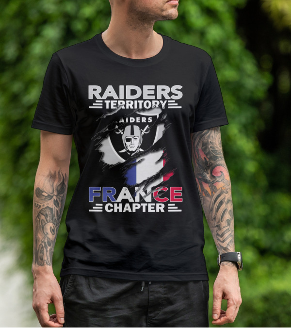Raiders Territory France Chapter Flag And Shield T-Shirt