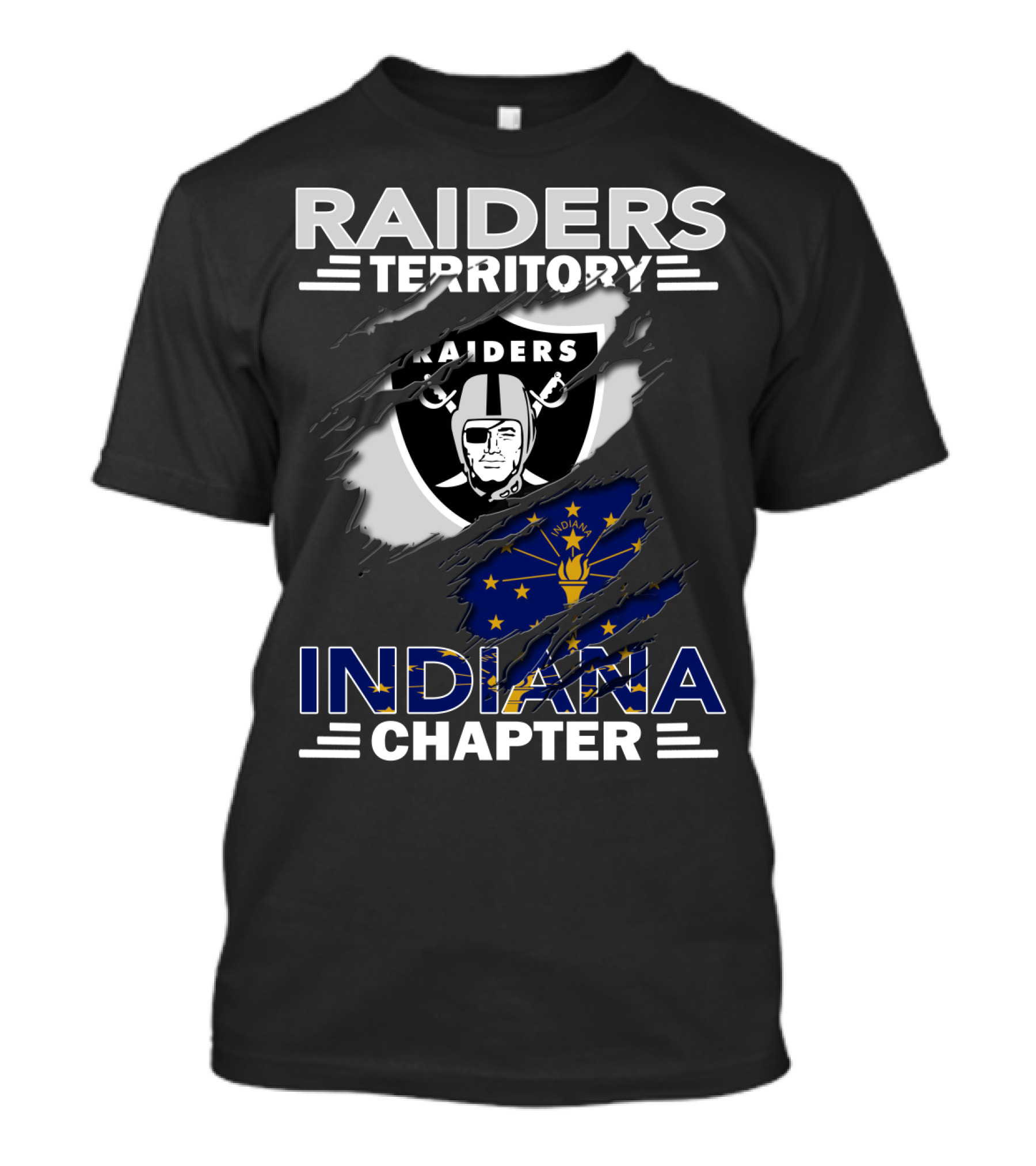 Raiders Territory Indiana Chapter Nfl Team Logo Indiana Flag Integration T-Shirt