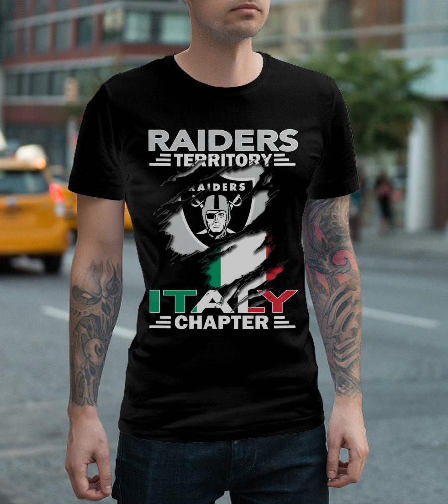 Raiders Territory Italy Chapter Shield And Flag T-Shirt
