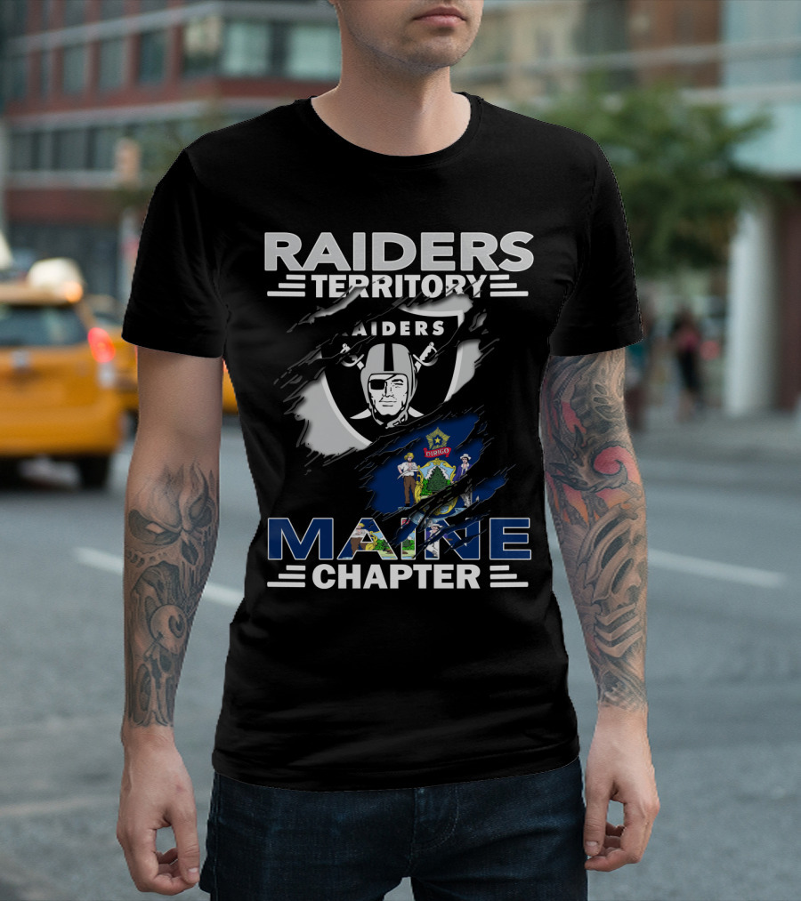 Raiders Territory Maine Chapter Emblem With State And Team Logos T-Shirt