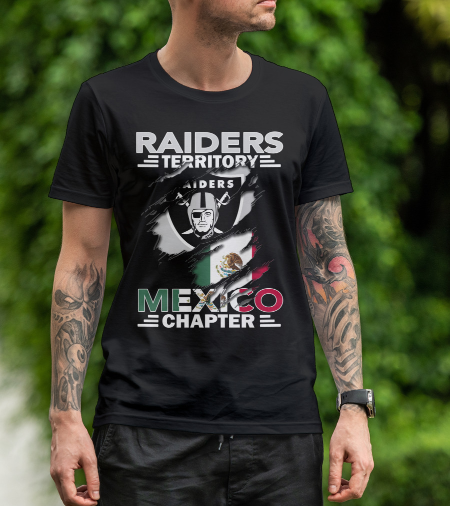 Raiders Territory Mexico Chapter Nfl Football Fan Club Mexican Flag Raider Nation T-Shirt