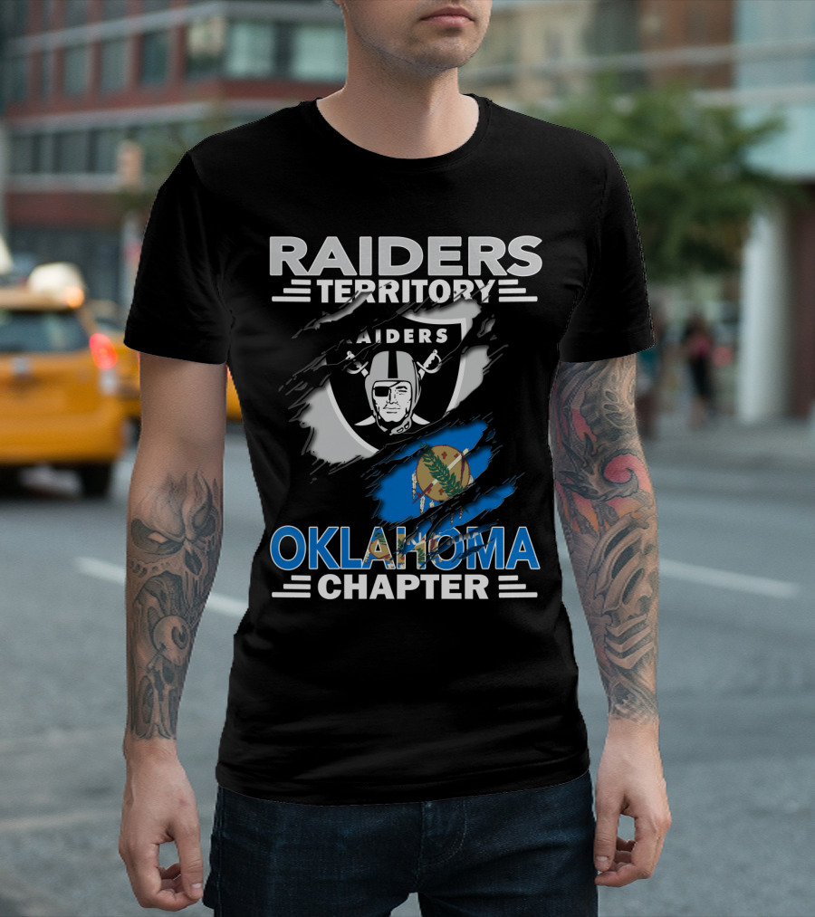 Raiders Territory Oklahoma Chapter Flag Logo Overlay T-Shirt