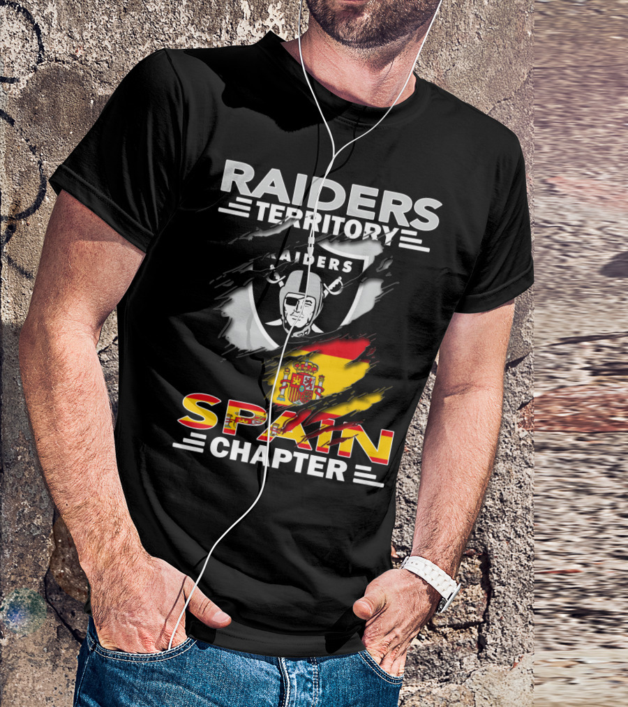 Raiders Territory Spain Chapter Nfl Flag T-Shirt