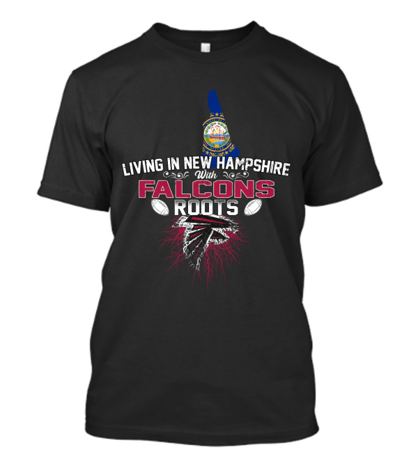 Living In New Hampshire With Falcons Roots New Hampshire State Map NFL Team Logo Football T-Shirt