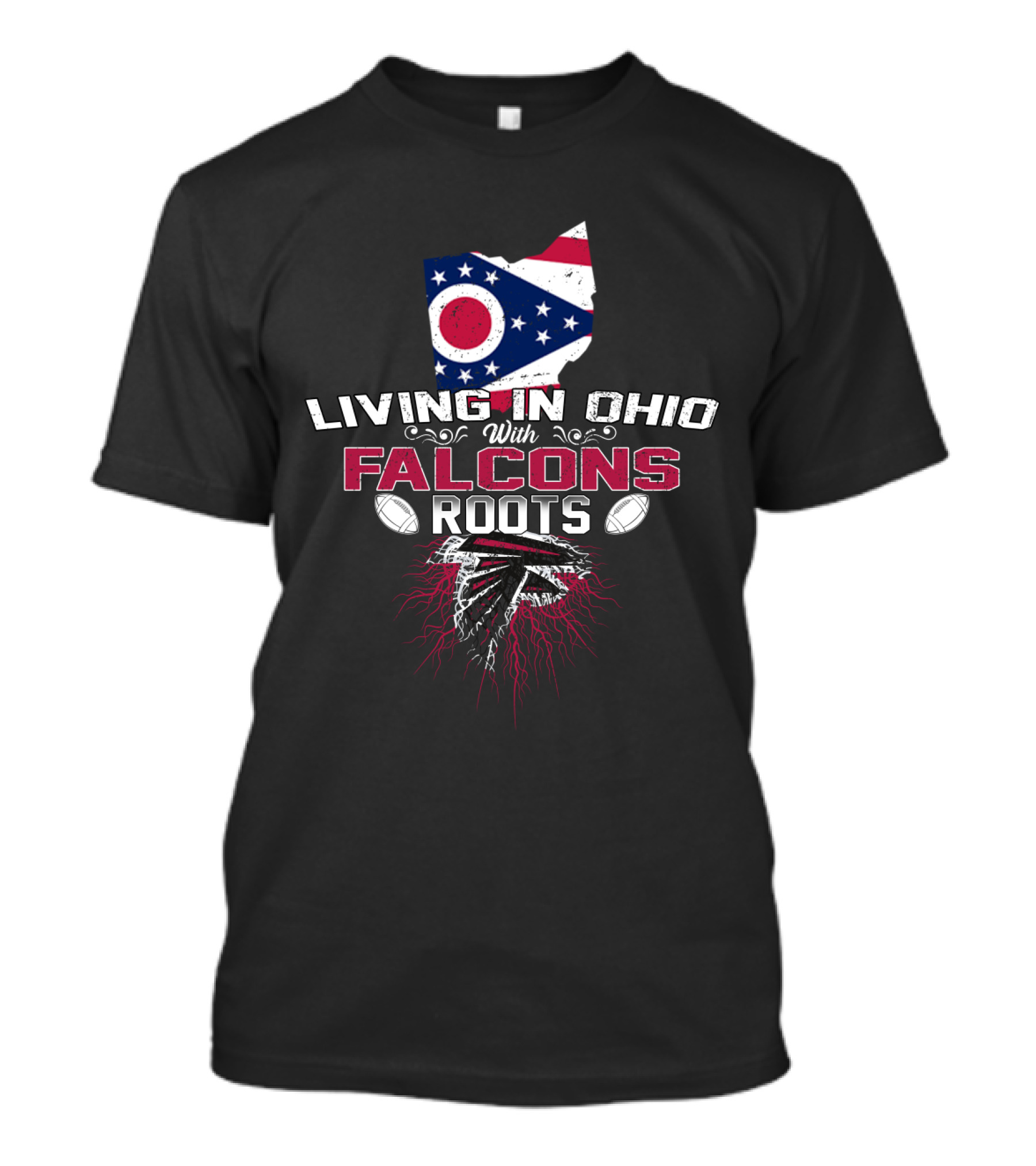 Living In Ohio Proudly Representing Falcons Roots And Heritage T-Shirt