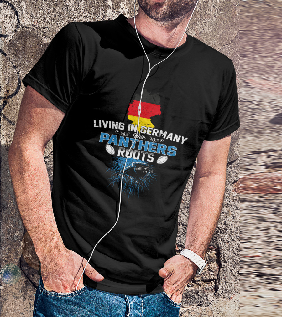 Living In Germany With Panthers Roots NFL Football Germany Map T-Shirt