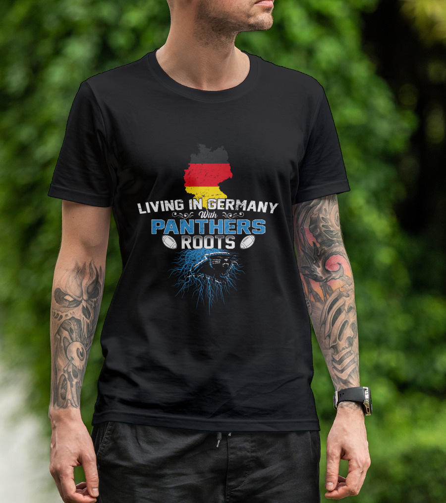 Living In Germany With Panthers Roots NFL Football Germany Map T-Shirt