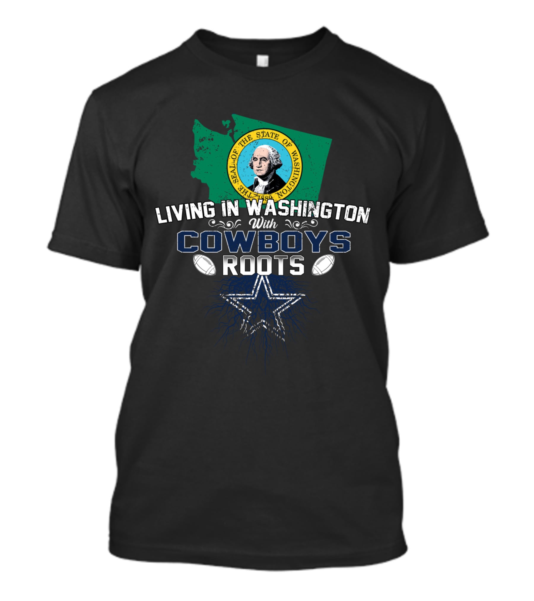 LIVING IN WASHINGTON WITH COWBOYS ROOTS T-Shirt