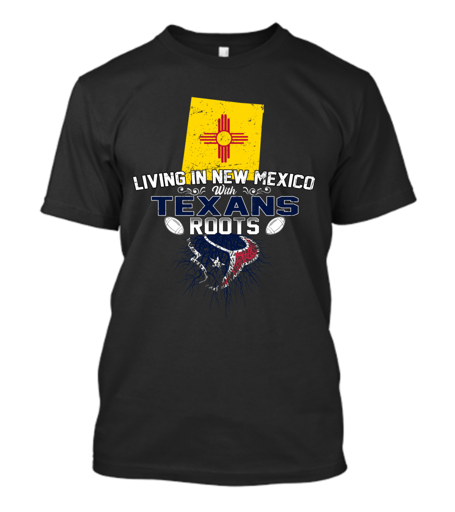 Living In New Mexico With Texans Roots New Mexico Flag Houston Football Connection T-Shirt