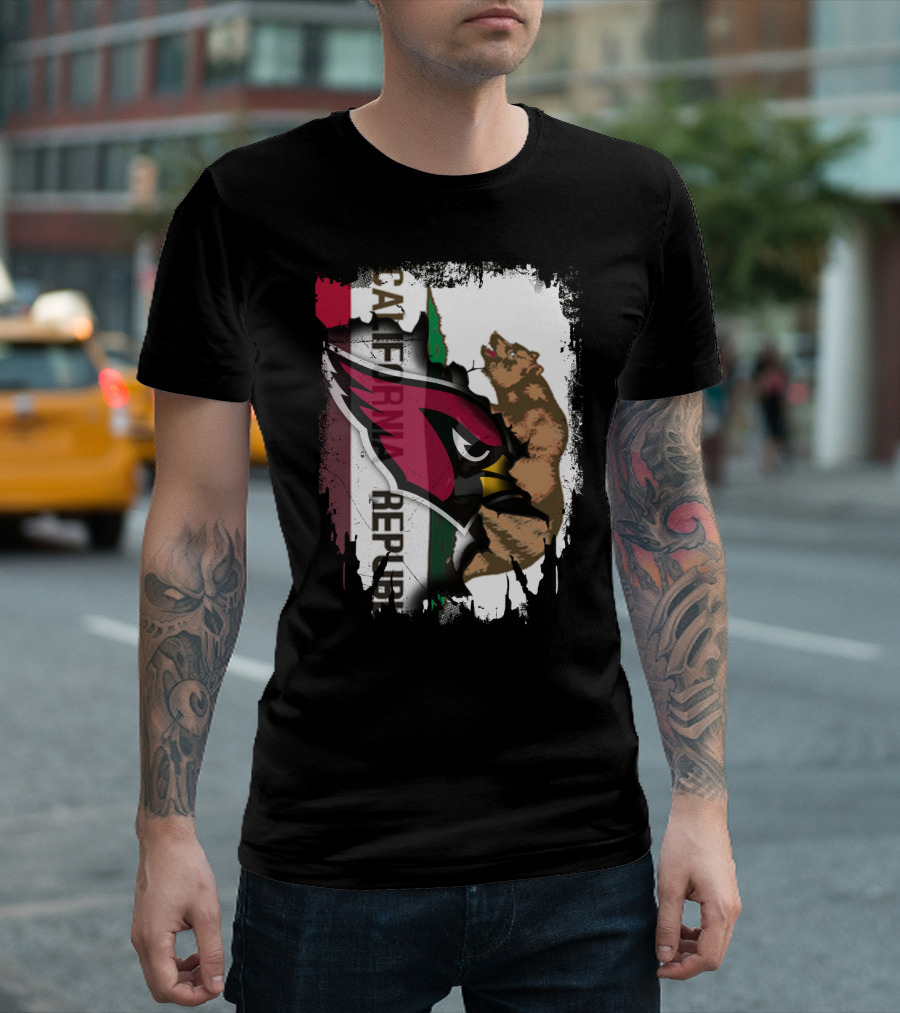 California Republic with Cardinals Logo and Bear T-Shirt