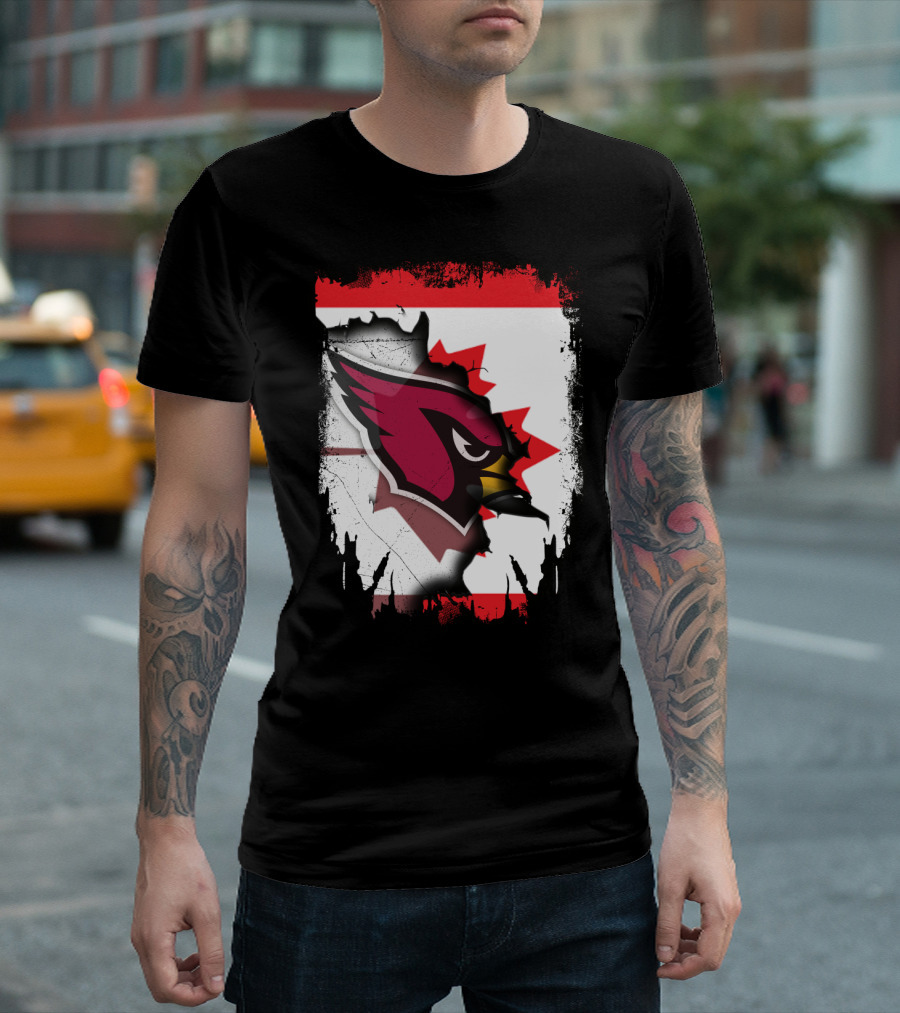 Canada Flag Background with Arizona Cardinals T-Shirt