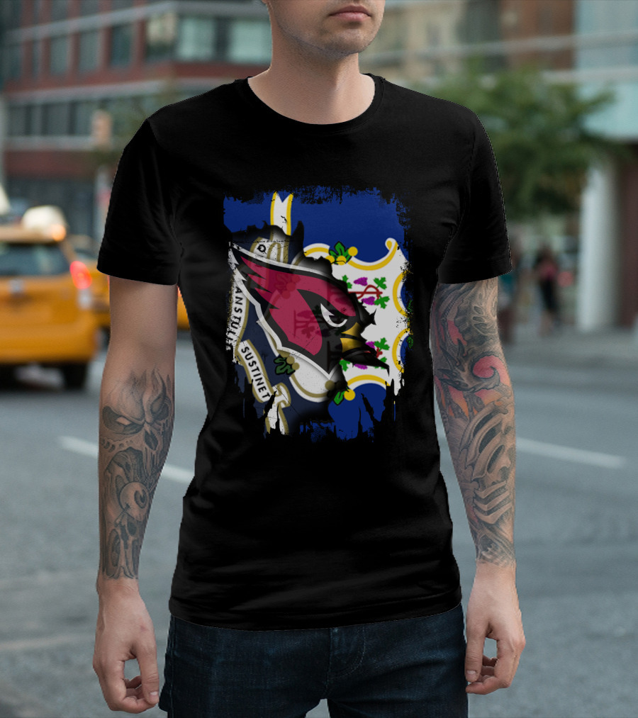 Connecticut State Flag with Cardinals Logo E Pluribus Unum Together T-Shirt