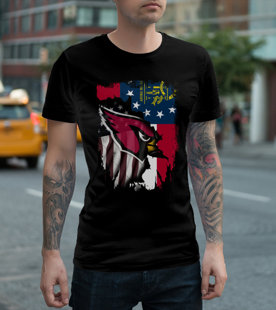 Georgia State Flag with Cardinals Logo Integration T-Shirt