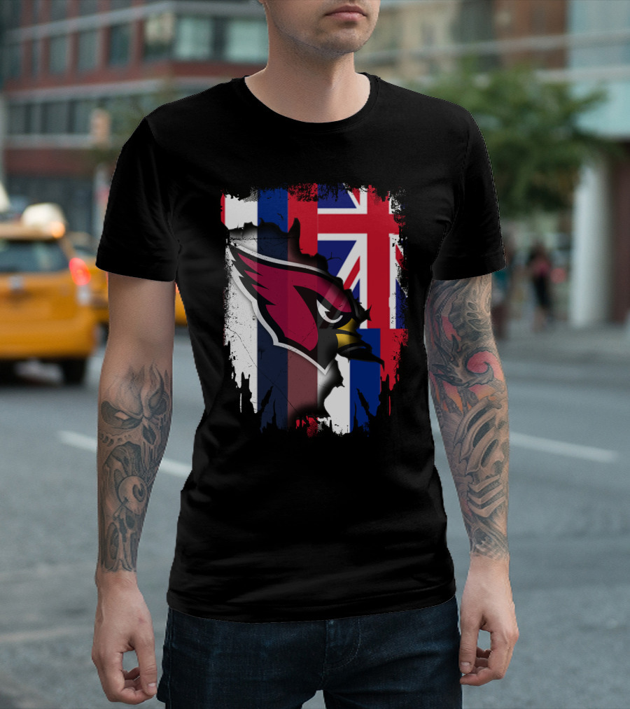 Hawaii Flag with Cardinals Logo Overlapping T-Shirt