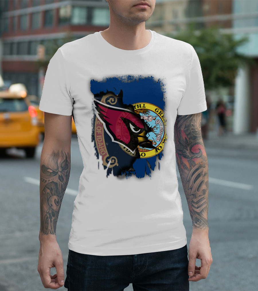Idaho State Pride with Cardinals Football Emblem Fusion T-Shirt