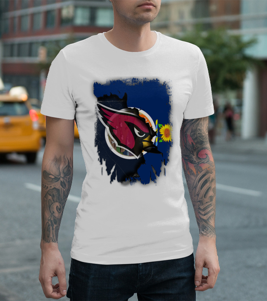 Kansas Flag With Cardinals Logo Integration T-Shirt