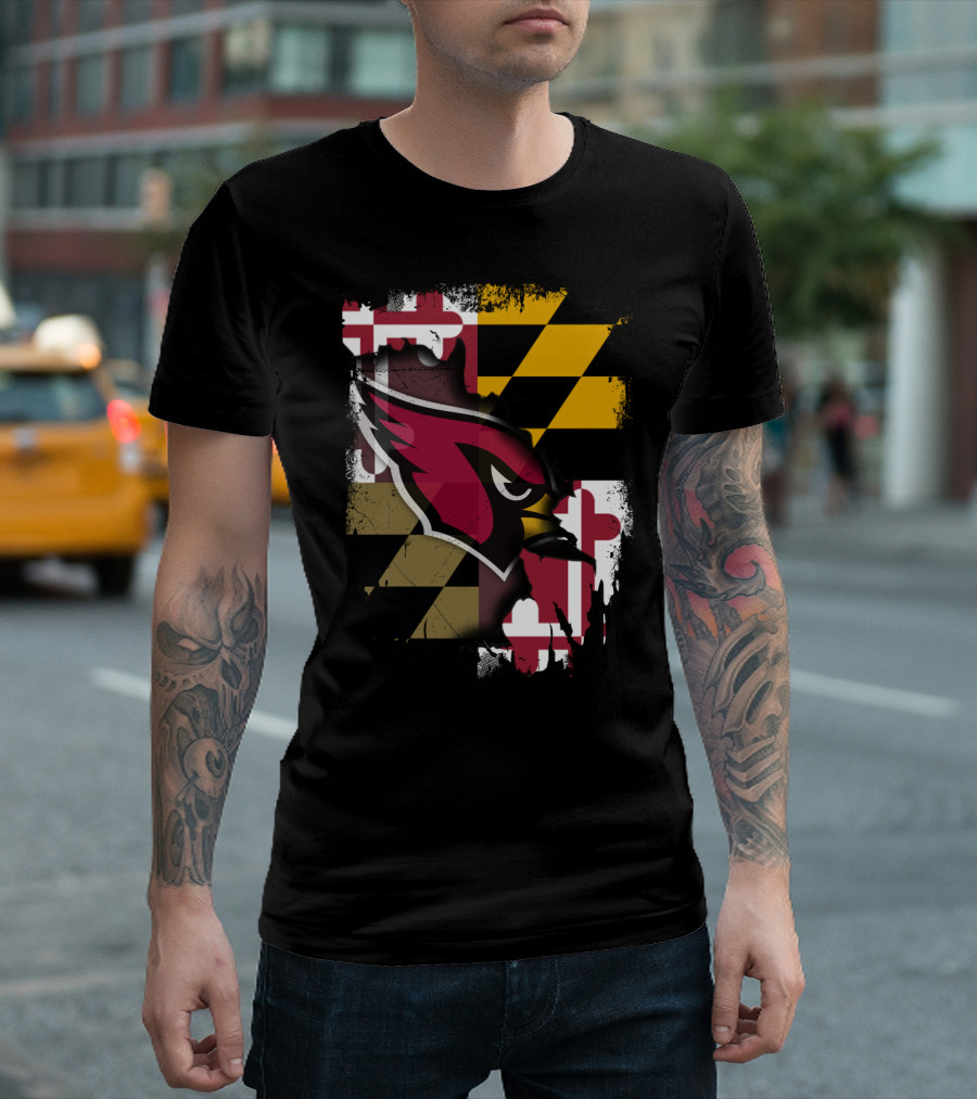 Together Maryland Cardinals With Maryland Flag Background T-Shirt
