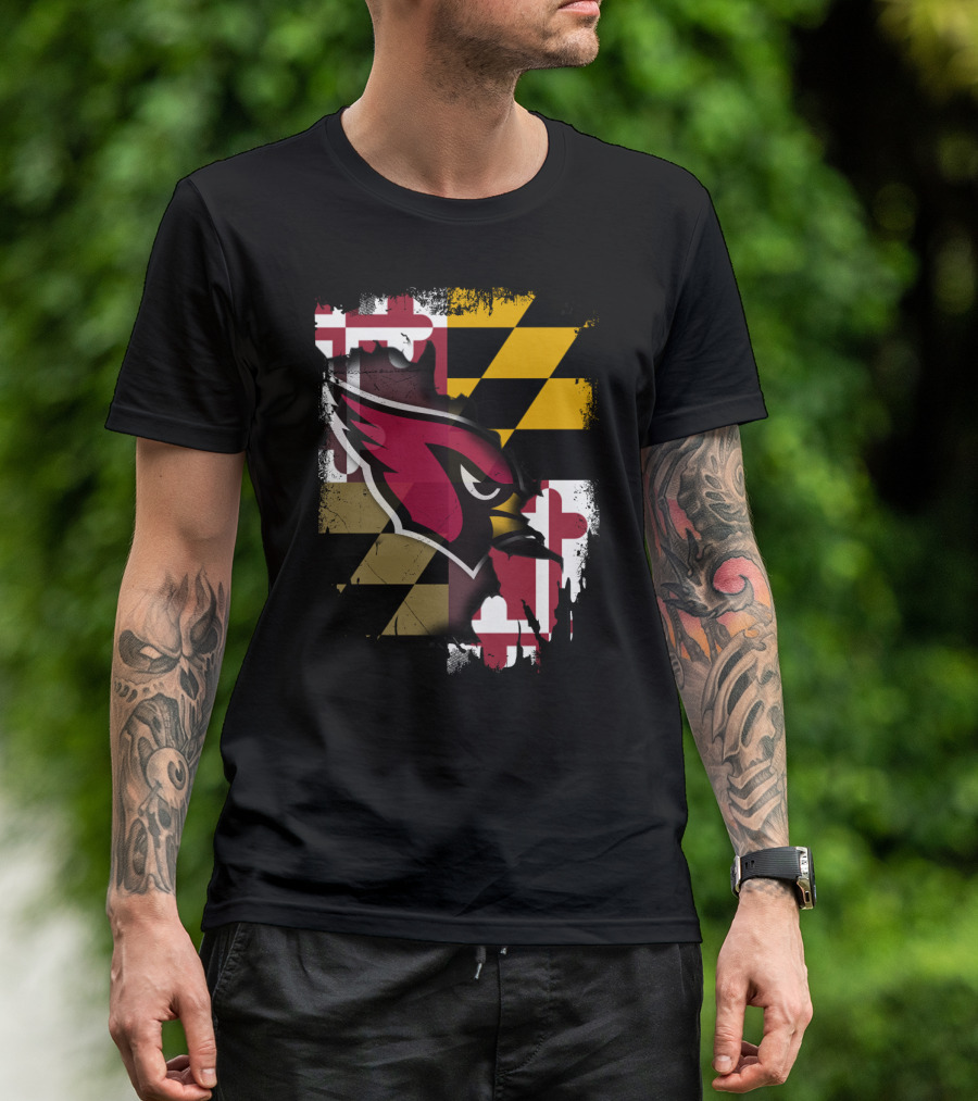 Together Maryland Cardinals With Maryland Flag Background T-Shirt