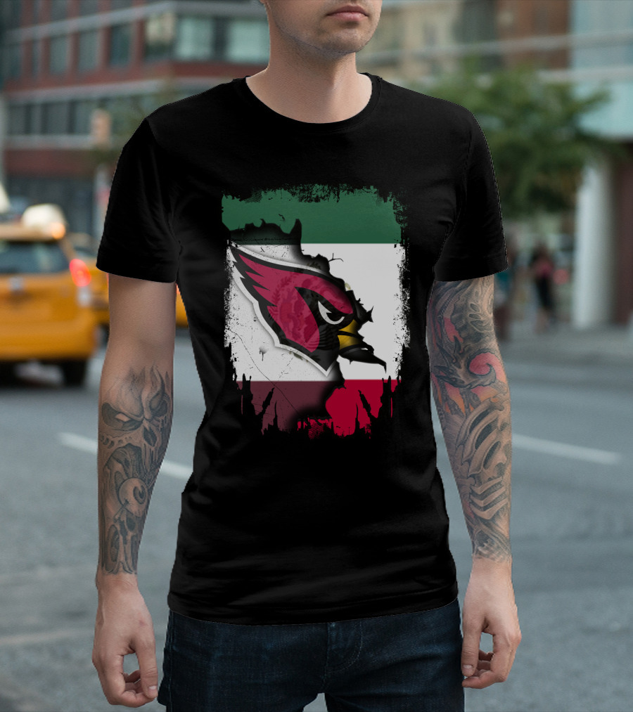 Mexico Flag with Cardinals Bird T-Shirt