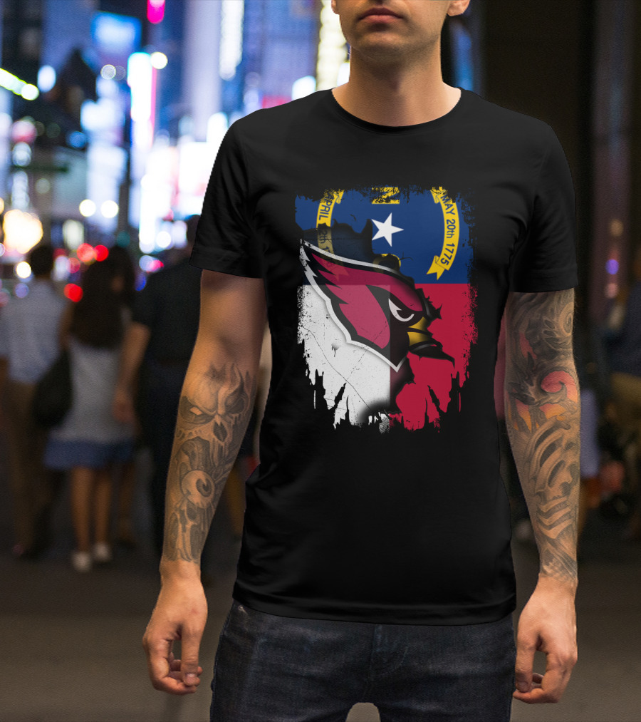 Together North Carolina Cardinal Logo In State Flag Colors T-Shirt