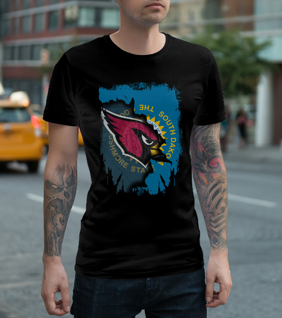 South Dakota State Flag with Cardinals Logo Together T-Shirt