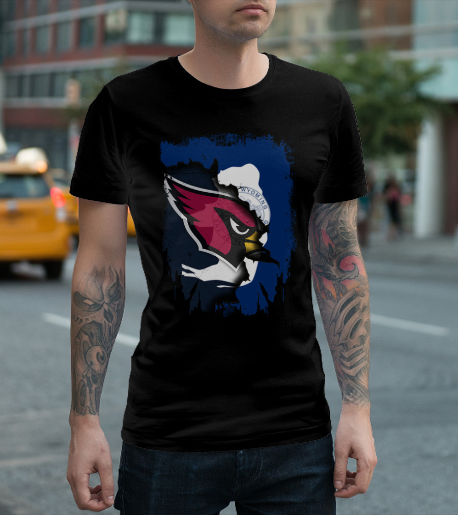 Wyoming State with Cardinals Logo Fusion T-Shirt