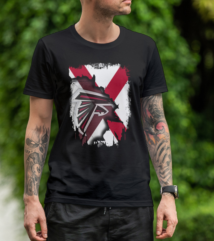 Alabama State Flag With Atlanta Falcons Logo Integration T-Shirt