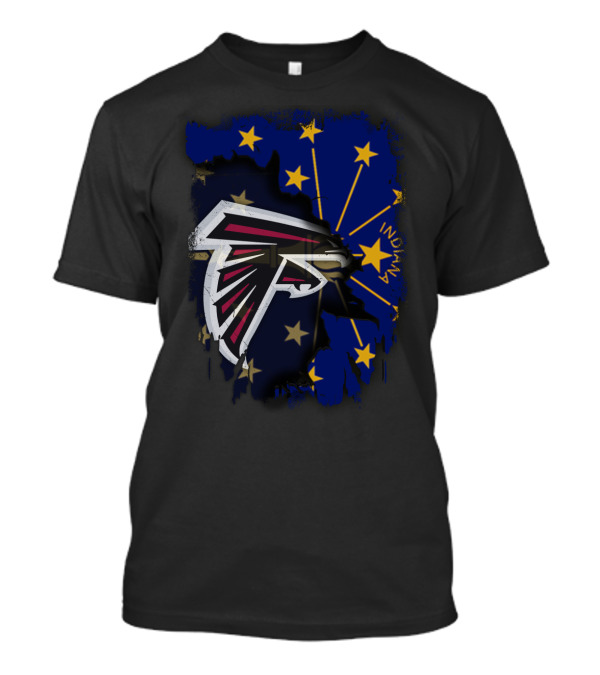 Indiana State Flag With Atlanta Falcons Logo Together T-Shirt